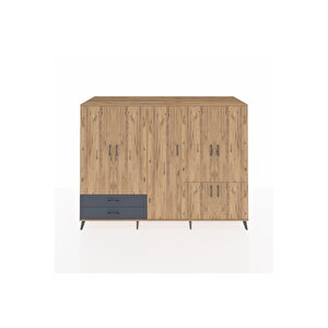 Kronos Dolap 12 Raflı 2 Çekmeceli 7 Kapaklı 220x59x163 Çam-çam/antrasit