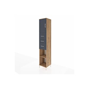 Hyperion Dolap 3 Raflı 3 Çekmeceli Tek Kapaklı 44x44x243 Çam-antrasit