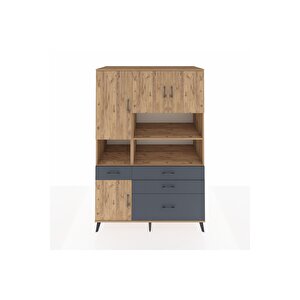 Kronos Dolap 9 Raflı 4 Çekmeceli 4 Kapaklı 132x59x195 Çam-çam/antrasit