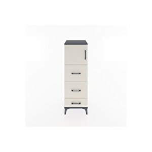 Hyperion Dolap Tek Raflı 3 Çekmeceli Tek Kapaklı 44x44x134 Antrasit-aytaşı