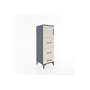 Hyperion Dolap Tek Raflı 3 Çekmeceli Tek Kapaklı 44x44x134 Antrasit-aytaşı