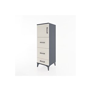 Hyperion Dolap Tek Raflı 3 Çekmeceli Tek Kapaklı 44x44x134 Antrasit-aytaşı