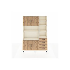 Arges Gardrop 9 Raflı 4 Çekmeceli 4 Kapaklı 132x30x195 Aytaşı-çam