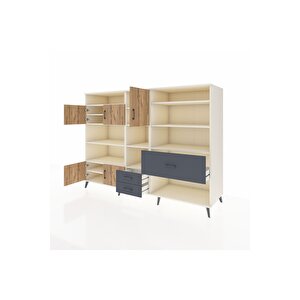 Kronos Dolap 13 Raflı 3 Çekmeceli 5 Kapaklı 220x59x163 Aytaşı-çam/antrasit