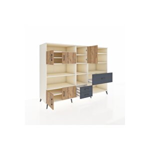 Kronos Dolap 13 Raflı 3 Çekmeceli 5 Kapaklı 220x59x163 Aytaşı-çam/antrasit