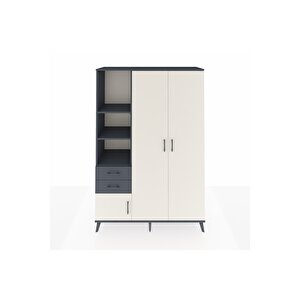 Hyperion Dolap 5 Raflı 2 Çekmeceli Tek Askılı 132x44x195 Antrasit-aytaşı/antrasit