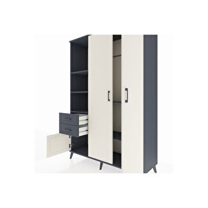 Hyperion Dolap 5 Raflı 2 Çekmeceli Tek Askılı 132x44x195 Antrasit-aytaşı/antrasit