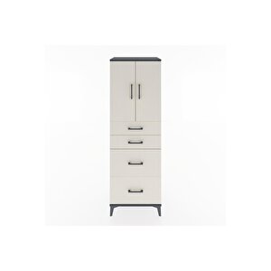 Hyperion Dolap Tek Raflı 4 Çekmeceli 2 Kapaklı 60x44x182 Antrasit-aytaşı