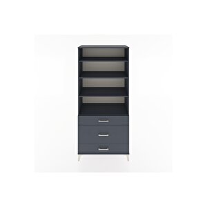 Hyperion Dolap 4 Raflı 3 Çekmeceli 88x44x195 Antrasit-antrasit