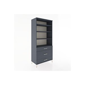 Hyperion Dolap 4 Raflı 3 Çekmeceli 88x44x195 Antrasit-antrasit