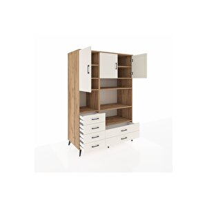 Kronos Dolap 9 Raflı 6 Çekmeceli 3 Kapaklı 132x59x195 Çam-aytaşı/aytaşı