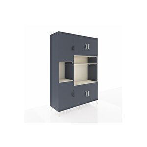 Hyperion Dolap 9 Raflı 6 Kapaklı 132x44x195 Antrasit-antrasit/aytaşı