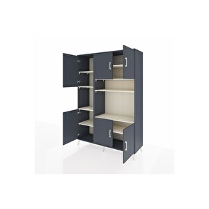 Hyperion Dolap 9 Raflı 6 Kapaklı 132x44x195 Antrasit-antrasit/aytaşı