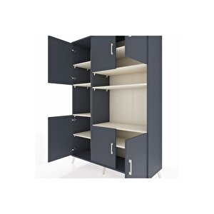 Hyperion Dolap 9 Raflı 6 Kapaklı 132x44x195 Antrasit-antrasit/aytaşı