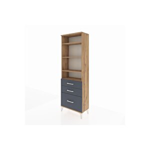 Arges Dolap 4 Raflı 3 Çekmeceli 60x30x182 Çam-antrasit