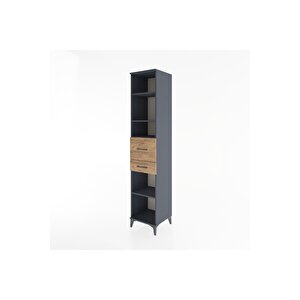 Hyperion Dolap 4 Raflı 2 Çekmeceli 44x44x221 Antrasit-çam