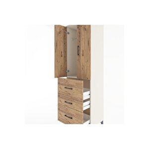 Hyperion Dolap Tek Raflı 3 Çekmeceli Tek Askılı 60x44x195 Aytaşı-çam