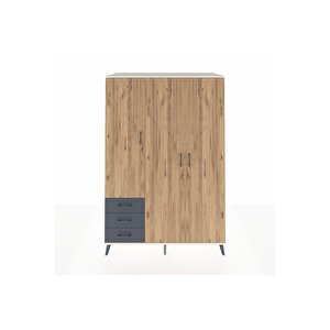 Kronos Dolap 6 Raflı 3 Çekmeceli Tek Askılı 132x59x195 Aytaşı-çam/antrasit