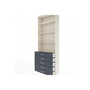 Arges Dolap 4 Raflı 5 Çekmeceli 88x30x243 Aytaşı-antrasit