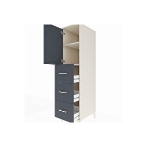 Kronos Dolap 2 Raflı 3 Çekmeceli Tek Kapaklı 44x59x182 Aytaşı-antrasit