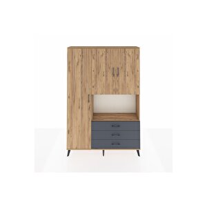 Arges Dolap 6 Raflı 3 Çekmeceli 3 Kapaklı 132x30x195 Çam-çam/antrasit