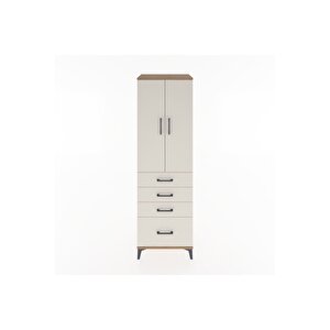 Hyperion Dolap Tek Raflı 4 Çekmeceli Tek Askılı 60x44x195 Çam-aytaşı