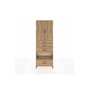 Arges Dolap 4 Raflı 4 Çekmeceli 2 Kapaklı 88x30x243 Çam-çam