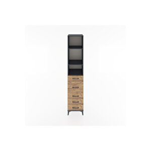 Hyperion Dolap 3 Raflı 5 Çekmeceli 44x44x221 Antrasit-çam