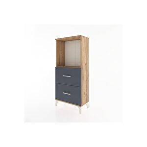 Hyperion Dolap Tek Raflı 2 Çekmeceli 60x44x134 Çam-antrasit