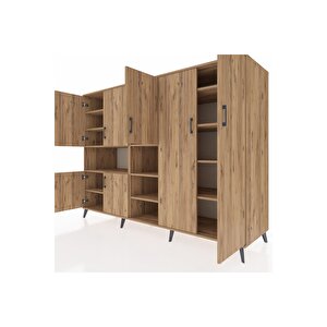 Kronos Dolap 13 Raflı 7 Kapaklı 220x59x163 Çam-çam