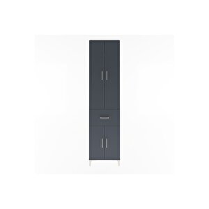 Arges Dolap 4 Raflı Tek Çekmeceli 4 Kapaklı 60x30x243 Antrasit-antrasit