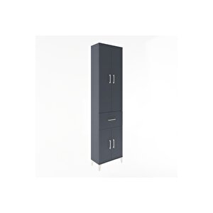 Arges Dolap 4 Raflı Tek Çekmeceli 4 Kapaklı 60x30x243 Antrasit-antrasit