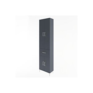 Arges Dolap 4 Raflı Tek Çekmeceli 4 Kapaklı 60x30x243 Antrasit-antrasit
