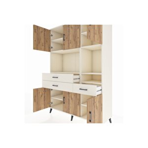 Hyperion Dolap 9 Raflı 3 Çekmeceli 6 Kapaklı 132x44x195 Aytaşı-çam/aytaşı