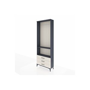 Arges Dolap 2 Raflı 3 Çekmeceli Tek Askılı 88x30x243 Antrasit-aytaşı