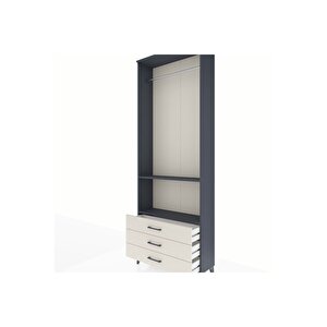 Arges Dolap 2 Raflı 3 Çekmeceli Tek Askılı 88x30x243 Antrasit-aytaşı