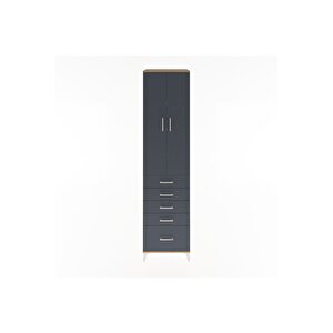 Hyperion Dolap 4 Raflı 5 Çekmeceli 2 Kapaklı 60x44x243 Çam-antrasit