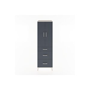 Hyperion Dolap 3 Raflı 3 Çekmeceli 2 Kapaklı 60x44x195 Aytaşı-antrasit