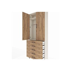Arges Dolap 2 Raflı 5 Çekmeceli Tek Askılı 88x30x221 Aytaşı-çam