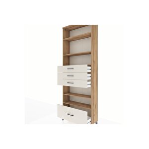 Arges Dolap 5 Raflı 4 Çekmeceli 88x30x243 Çam-aytaşı