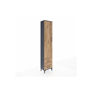 Arges Dolap 4 Raflı 2 Çekmeceli Tek Kapaklı 44x30x221 Antrasit-çam