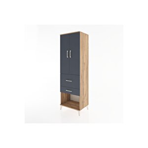 Hyperion Dolap 3 Raflı 2 Çekmeceli 2 Kapaklı 60x44x195 Çam-antrasit