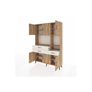 Arges Dolap 9 Raflı 3 Çekmeceli 6 Kapaklı 132x30x195 Çam-çam/aytaşı