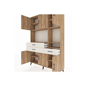 Arges Dolap 9 Raflı 3 Çekmeceli 6 Kapaklı 132x30x195 Çam-çam/aytaşı