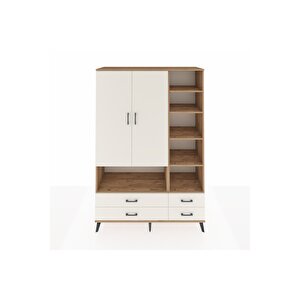 Hyperion Gardrop 10 Raflı 4 Çekmeceli 2 Kapaklı 132x44x195 Çam-aytaşı