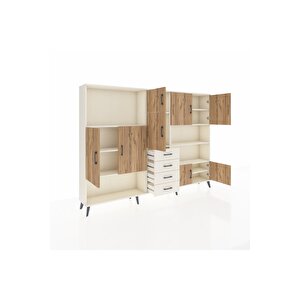 Arges Dolap 9 Raflı 4 Çekmeceli 8 Kapaklı 220x30x163 Aytaşı-çam/aytaşı