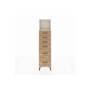 Arges Dolap Tek Raflı 6 Çekmeceli 44x30x182 Aytaşı-çam
