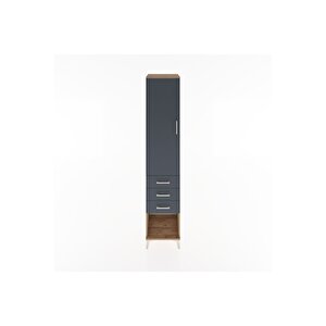 Hyperion Dolap 2 Raflı 3 Çekmeceli Tek Kapaklı 44x44x221 Çam-antrasit