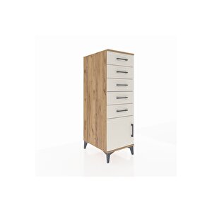 Kronos Dolap 5 Çekmeceli Tek Kapaklı 44x59x134 Çam-aytaşı