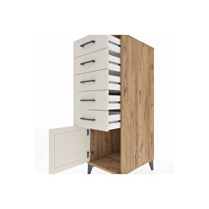 Kronos Dolap 5 Çekmeceli Tek Kapaklı 44x59x134 Çam-aytaşı